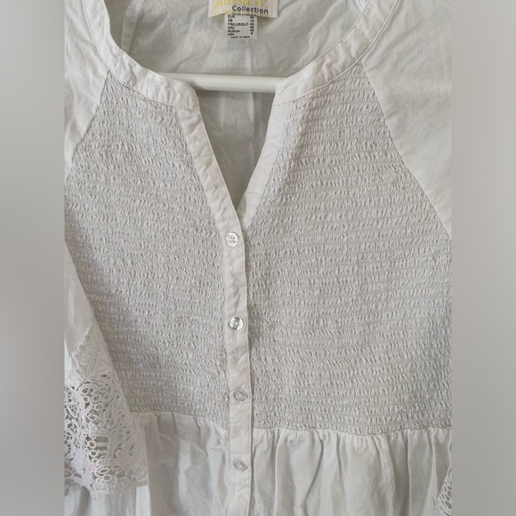 Alessa W. Collection Women's 3/4 Sleeve Smocked Blouse White Size US: 8 - Picture 4 of 5